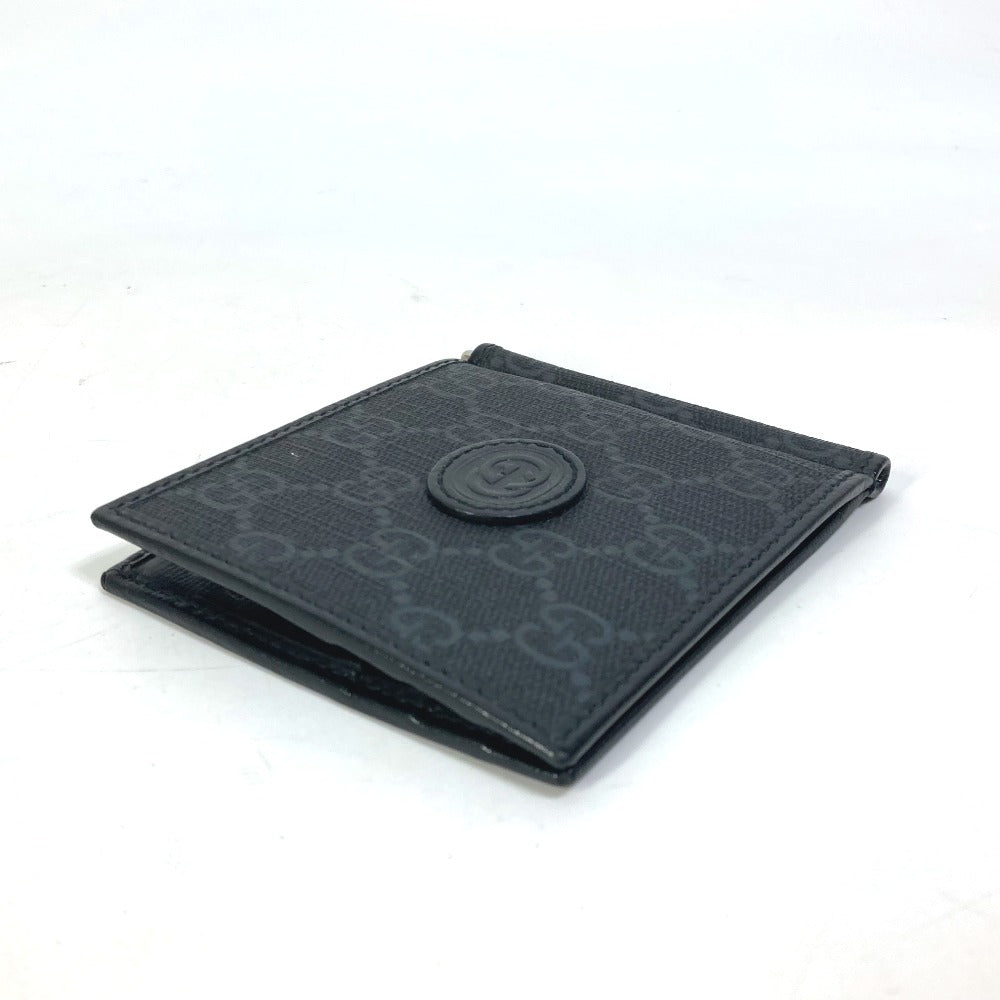 GUCCI Folded wallet 700686 GG Supreme Canvas black GG money clip Interlocking G Card Case Wallet mens Secondhand