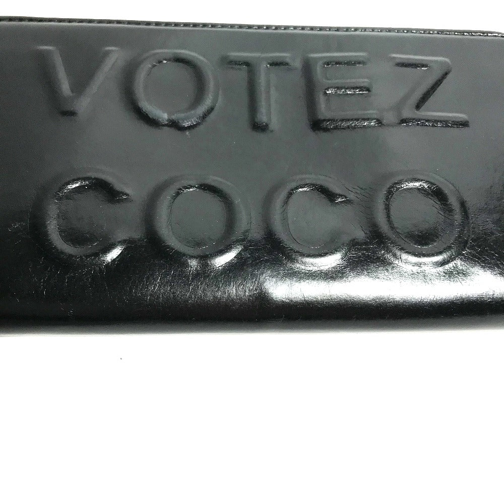 CHANEL Long Wallet Purse A82184 leather black VOTEZ COCO Logo embossing