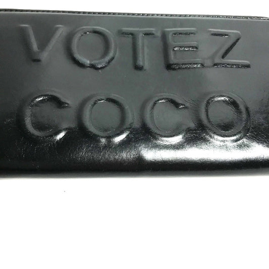 CHANEL Long Wallet Purse A82184 leather black VOTEZ COCO Logo embossing