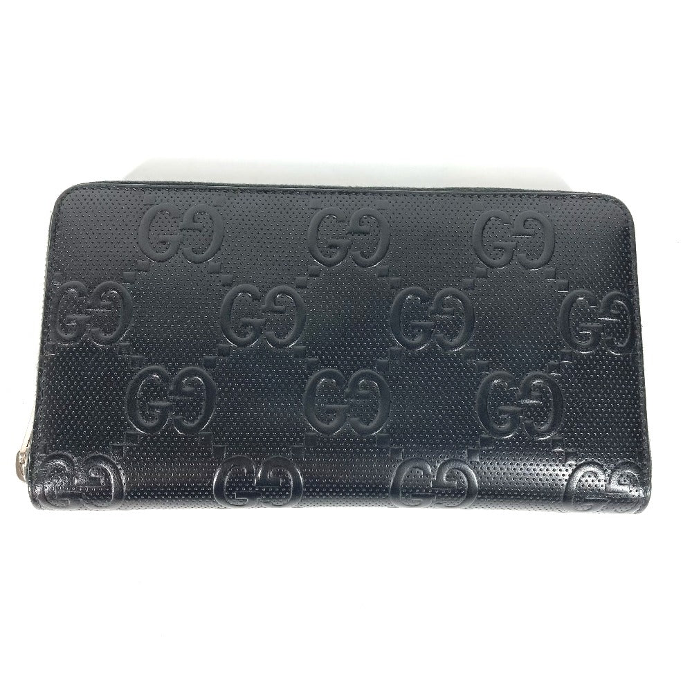 GUCCI Long Wallet Purse 625563 leather black GG embossed long wallet Travel case mens Secondhand