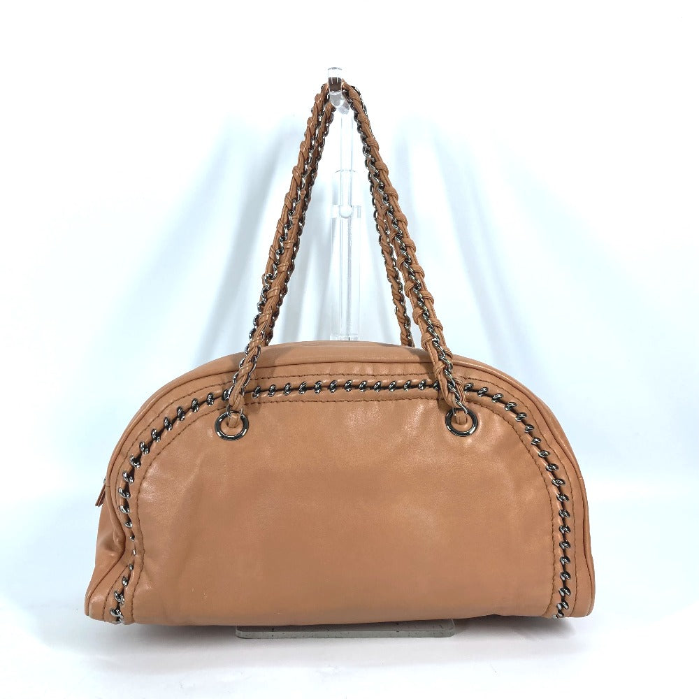 CHANEL Shoulder Bag leather Light brown type Chain Bowling CC COCO Mark