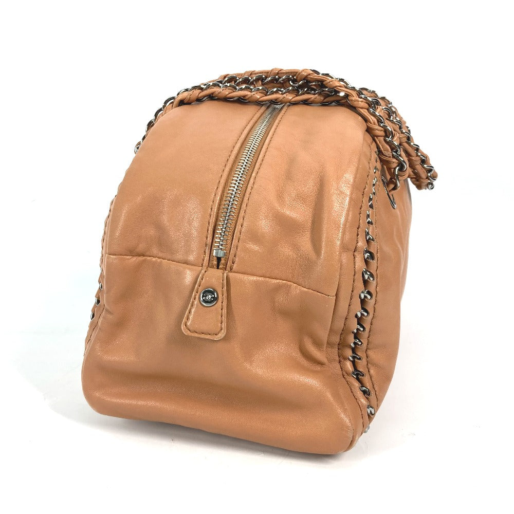 CHANEL Shoulder Bag leather Light brown type Chain Bowling CC COCO Mark