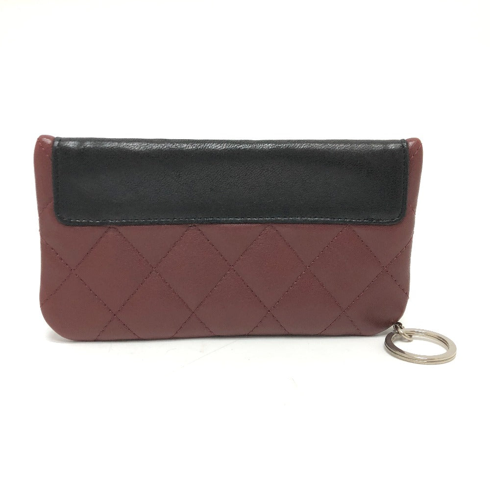 CHANEL Coin case leather black With key ring CC COCO Mark Matelasse Quilting Women Used