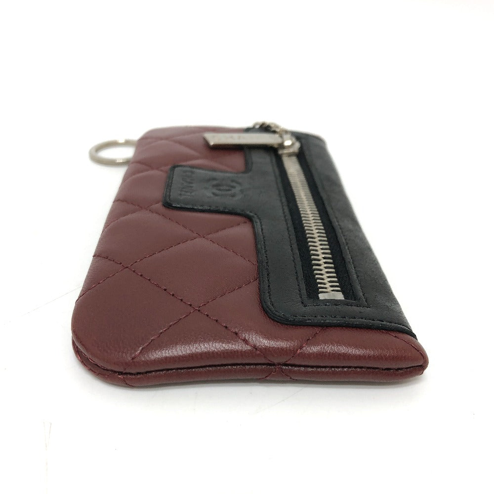 CHANEL Coin case leather black With key ring CC COCO Mark Matelasse Quilting Women Used