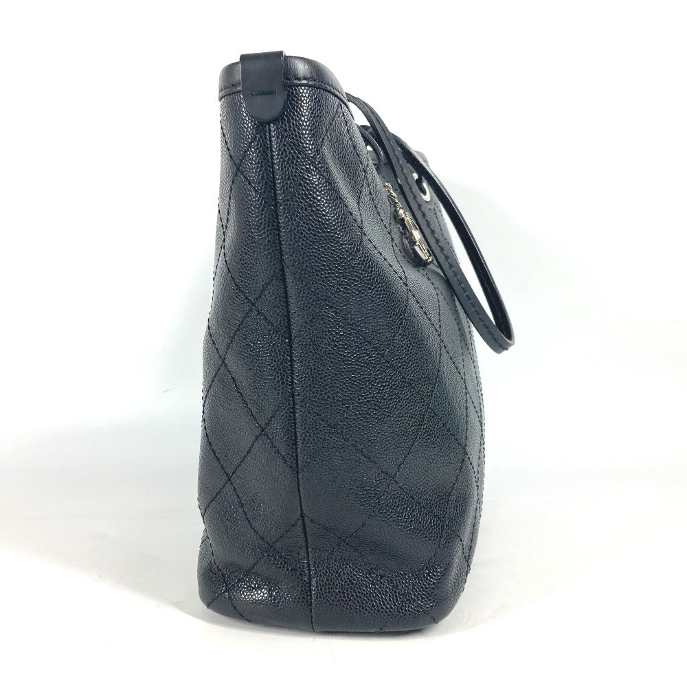 CHANEL Shoulder Bag Caviar skin black quilting CC COCO Mark Women Used