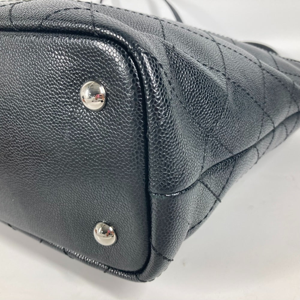 CHANEL Shoulder Bag Caviar skin black quilting CC COCO Mark Women Used