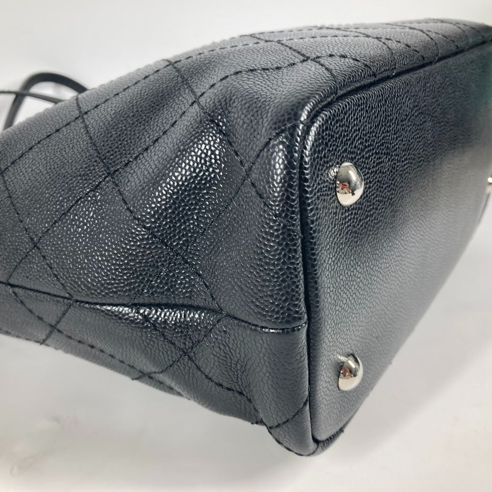 CHANEL Shoulder Bag Caviar skin black quilting CC COCO Mark Women Used
