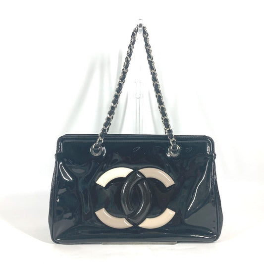 CHANEL Shoulder Bag enamel black CC COCO Mark Lipstick Women Used