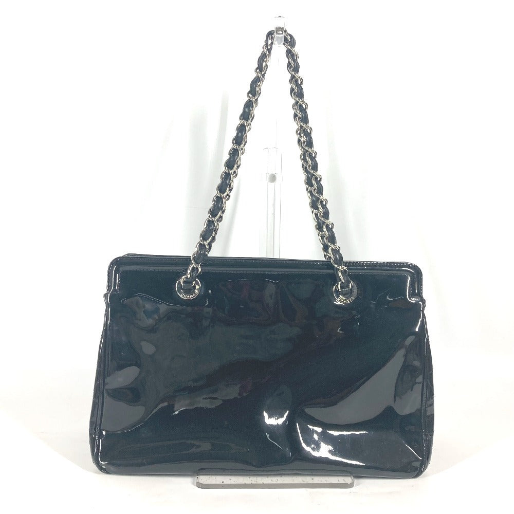 CHANEL Shoulder Bag enamel black CC COCO Mark Lipstick Women Used