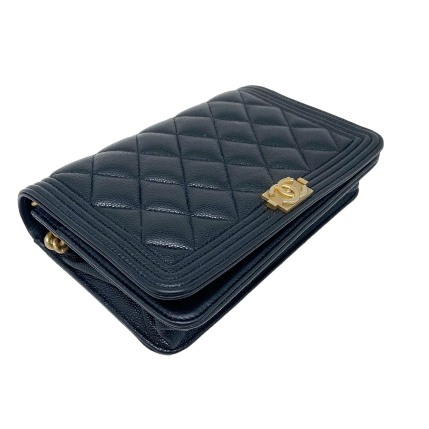 Boy Wallet on Chain WOC Caviar Quilted Black GHW