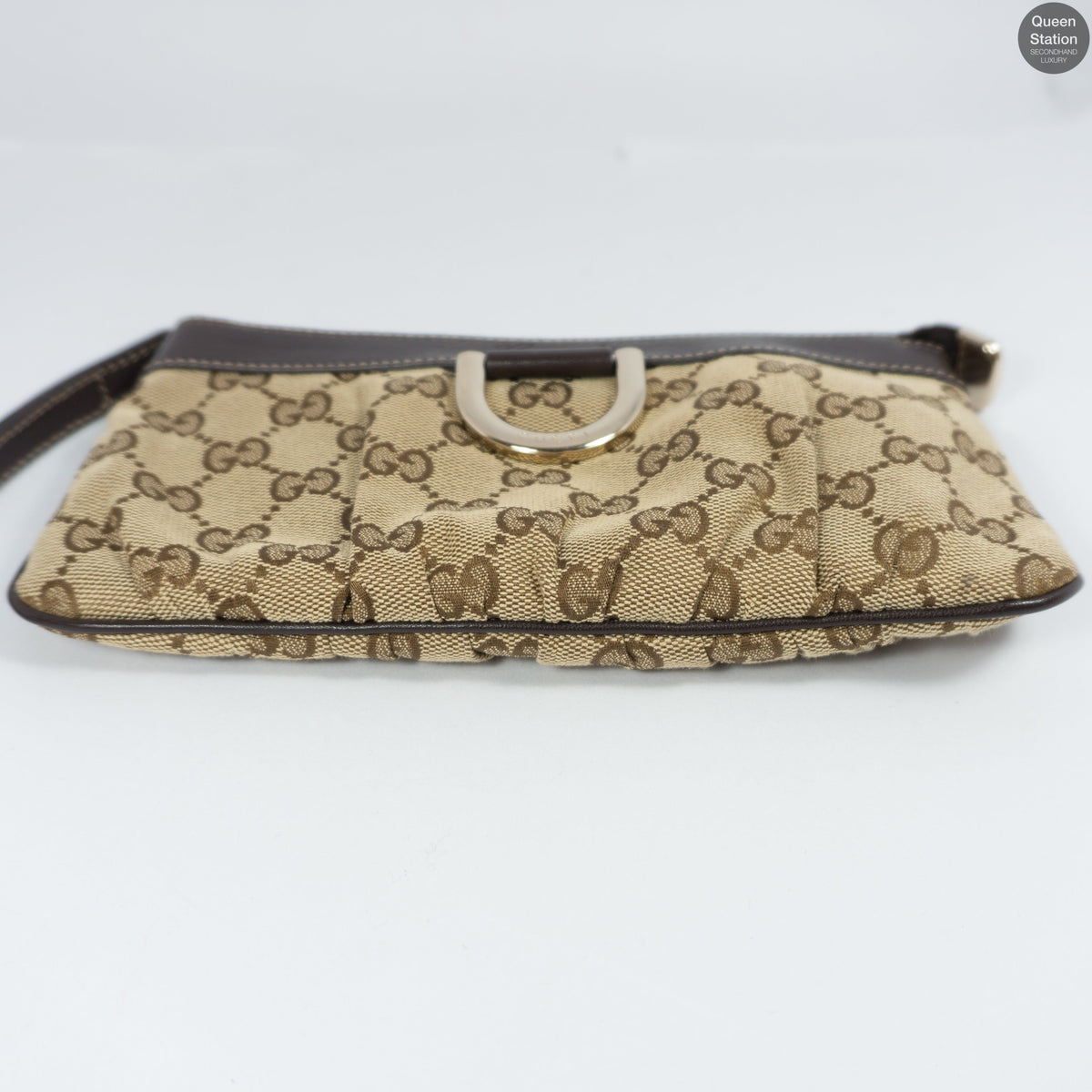 GG Canvas D-Ring Wristlet Pochette