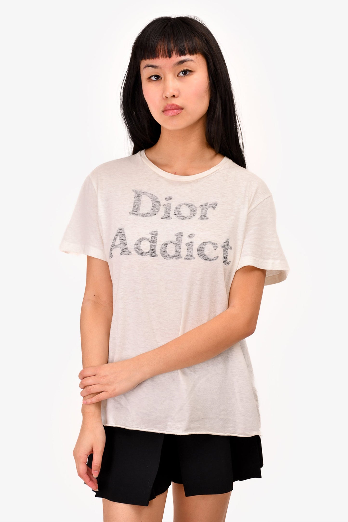 Christian Dior White "Dior Addict" T-Shirt Size L