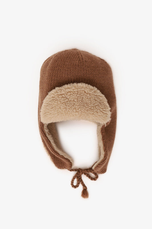 Gucci Brown Wool Tiger Embroidery Hat with Ear Flaps
