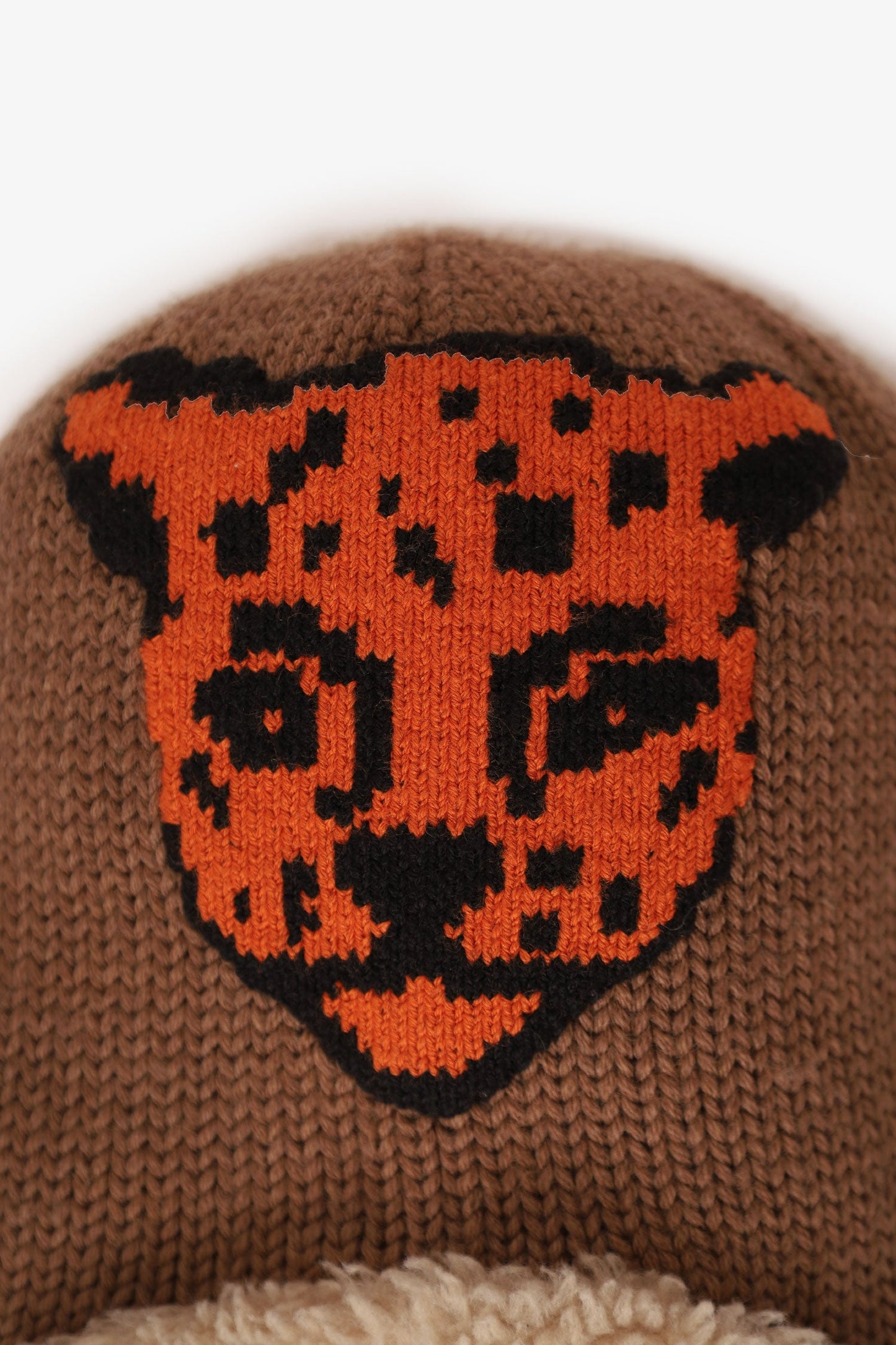 Gucci Brown Wool Tiger Embroidery Hat with Ear Flaps