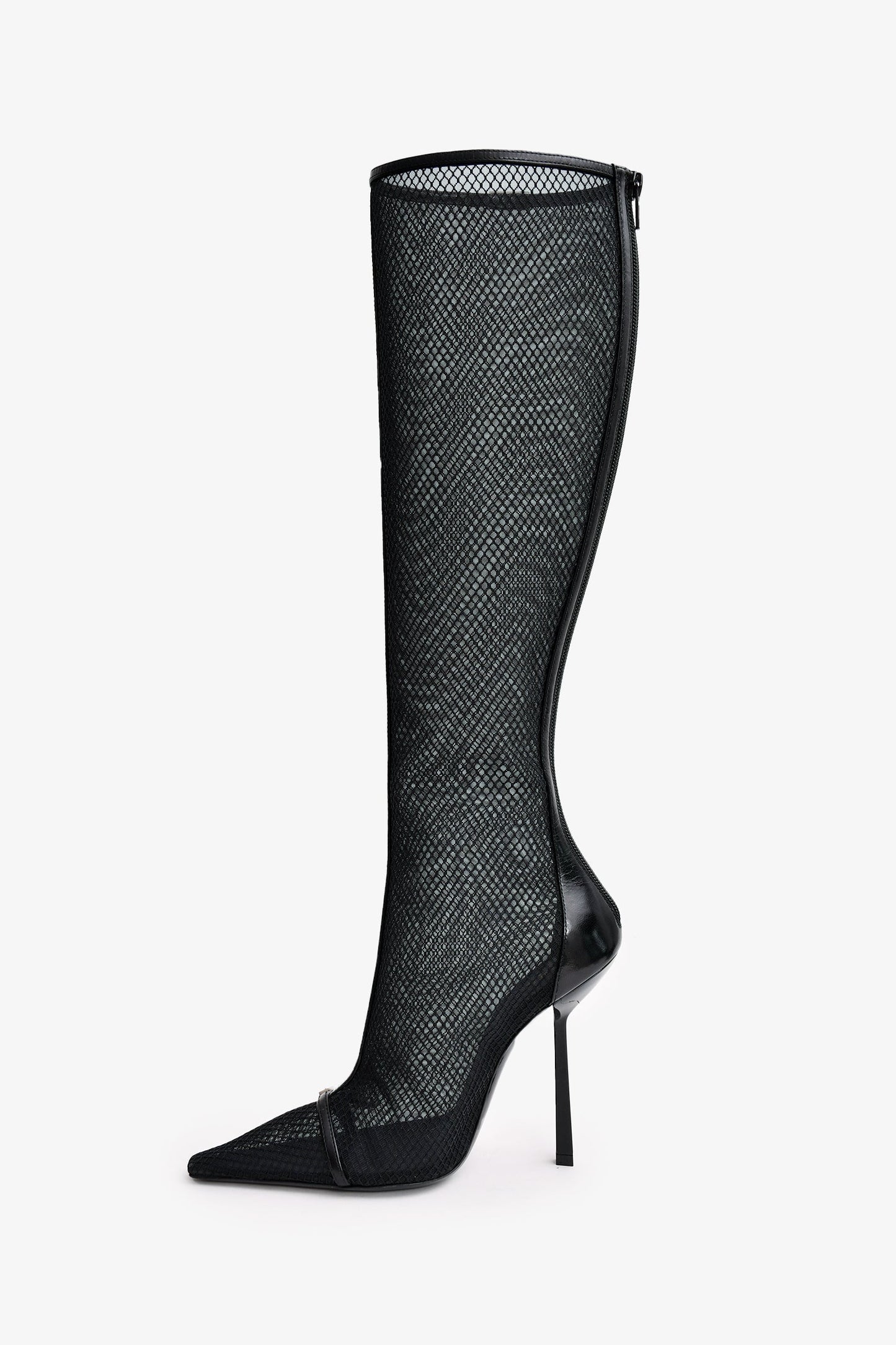 Saint Laurent Black Mesh 'Oxalis' Knee High Boots Size 37