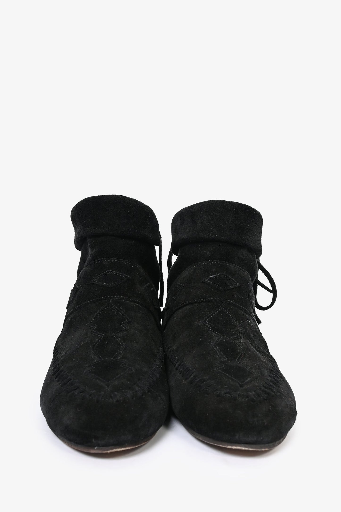 Saint Laurent Black Suede Tassel Moccasin Ankle Boots Size 39