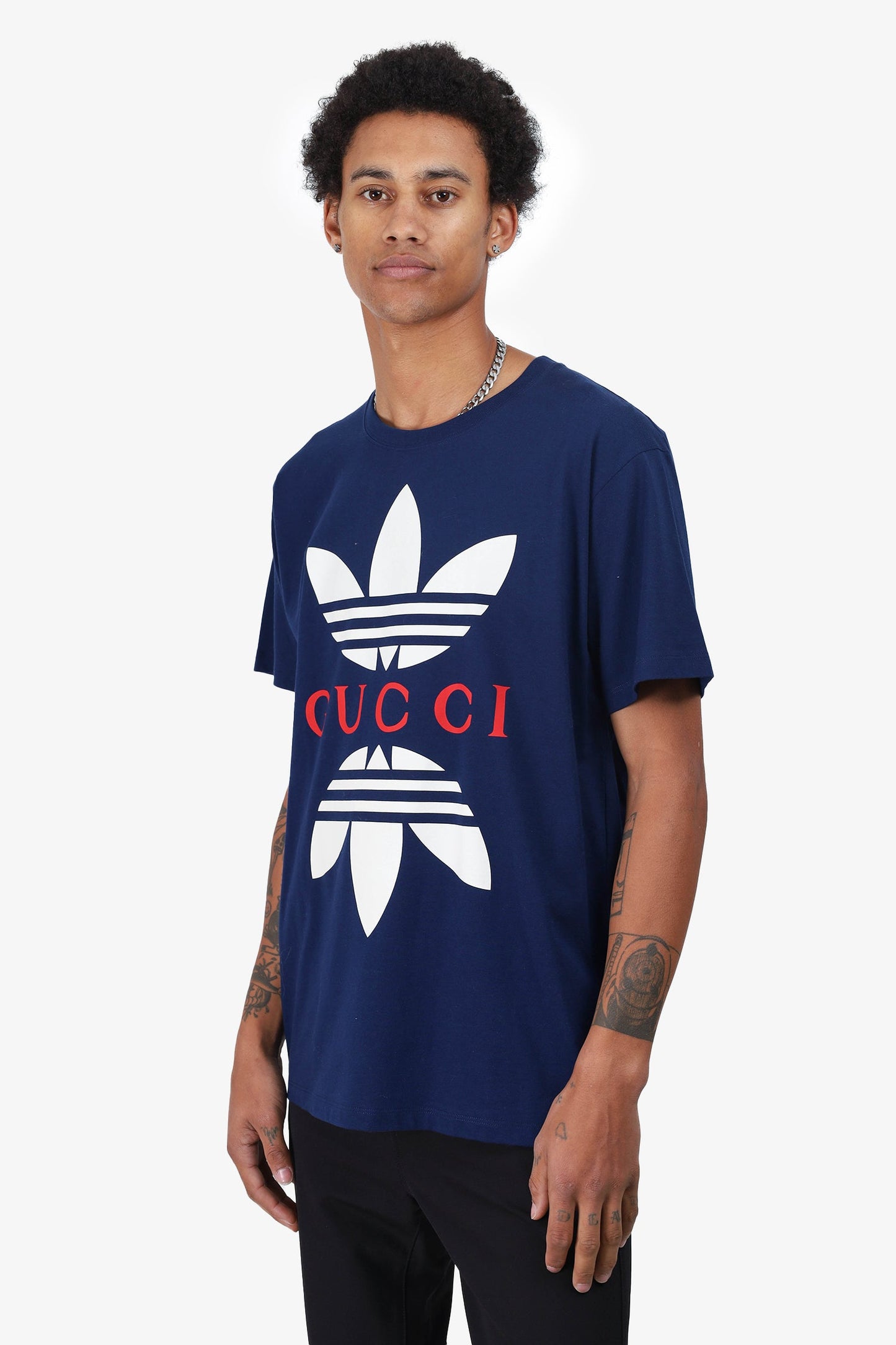 Gucci x Adidas Navy Graphic Print T-Shirt Size S Mens