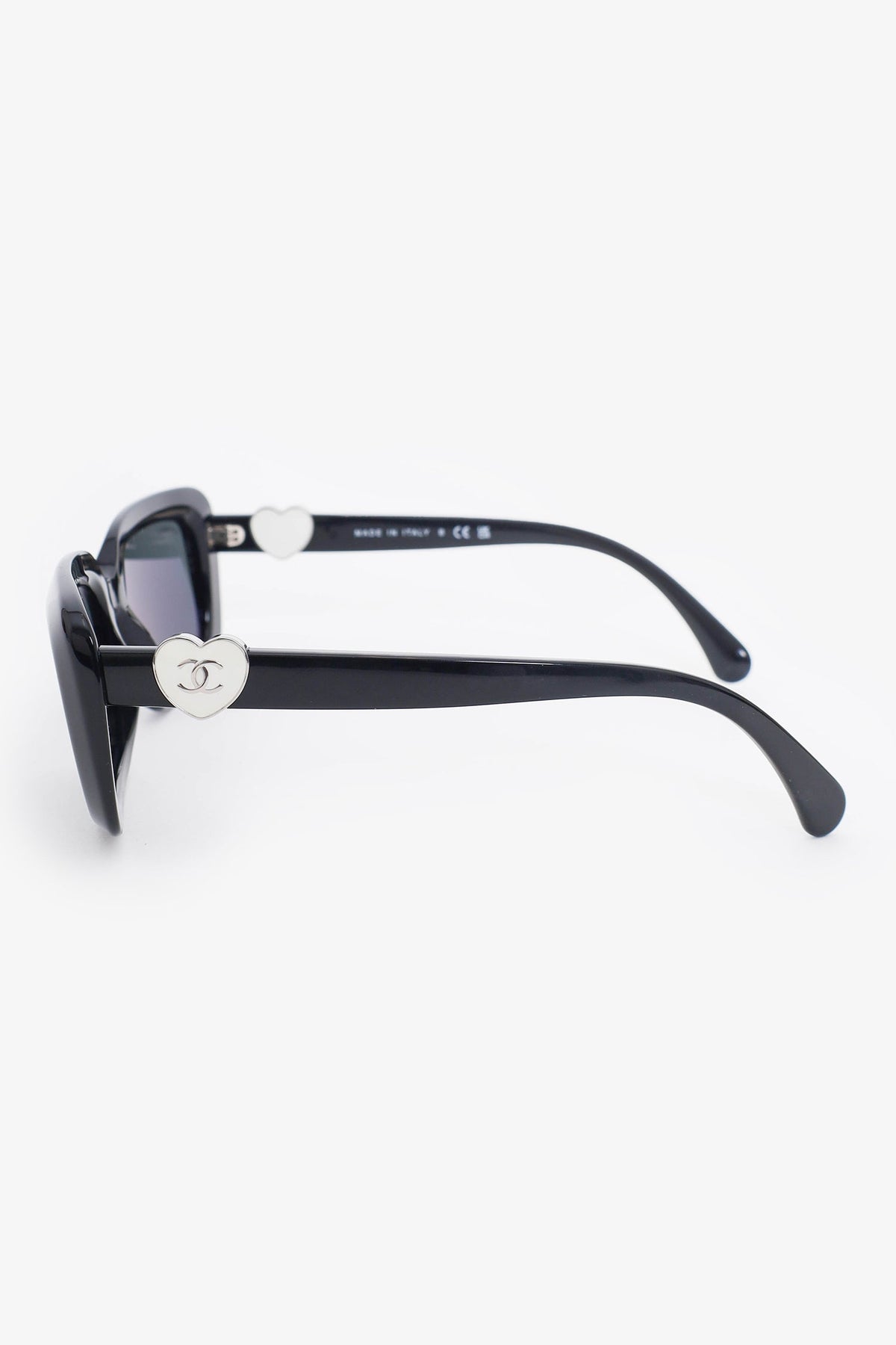 Chanel™ Black Frame Heart Detail Square Sunglasses