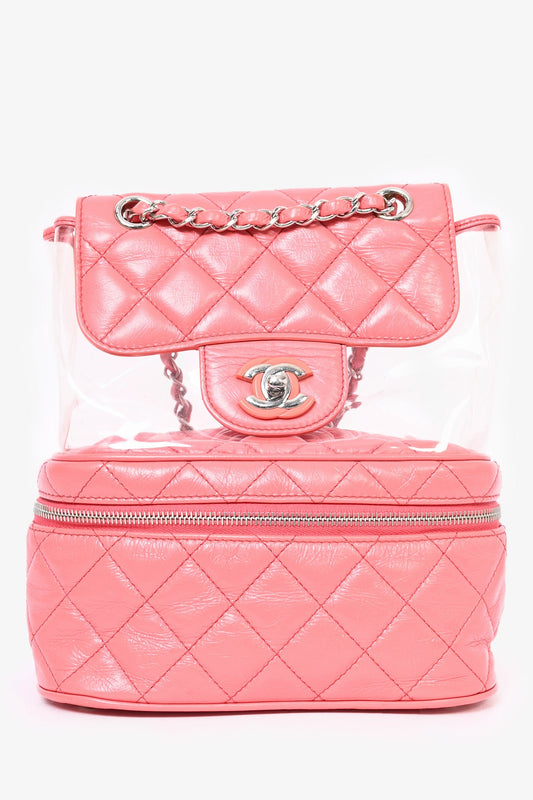 Chanel™ 2018 Pink Calfskin Leather/PVC 'Aquarium' Backpack
