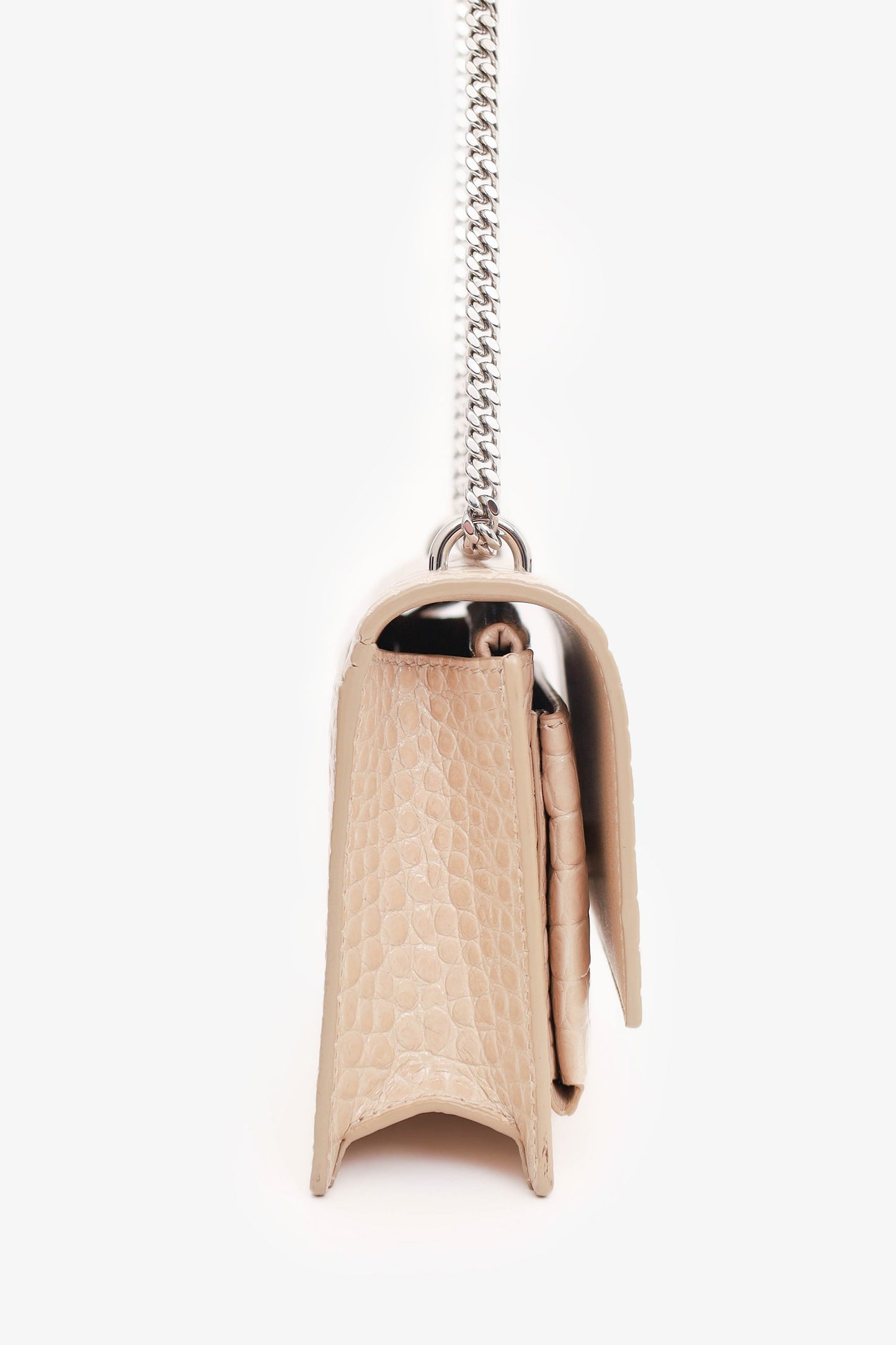 Saint Laurent Beige Croc Embossed Leather 'Sunset' Mini Crossbody Bag
