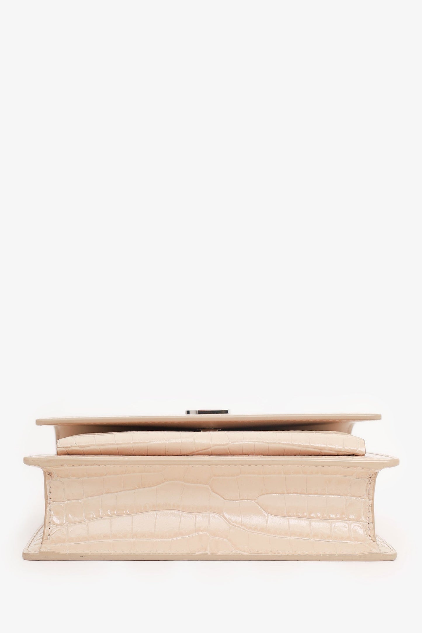 Saint Laurent Beige Croc Embossed Leather 'Sunset' Mini Crossbody Bag