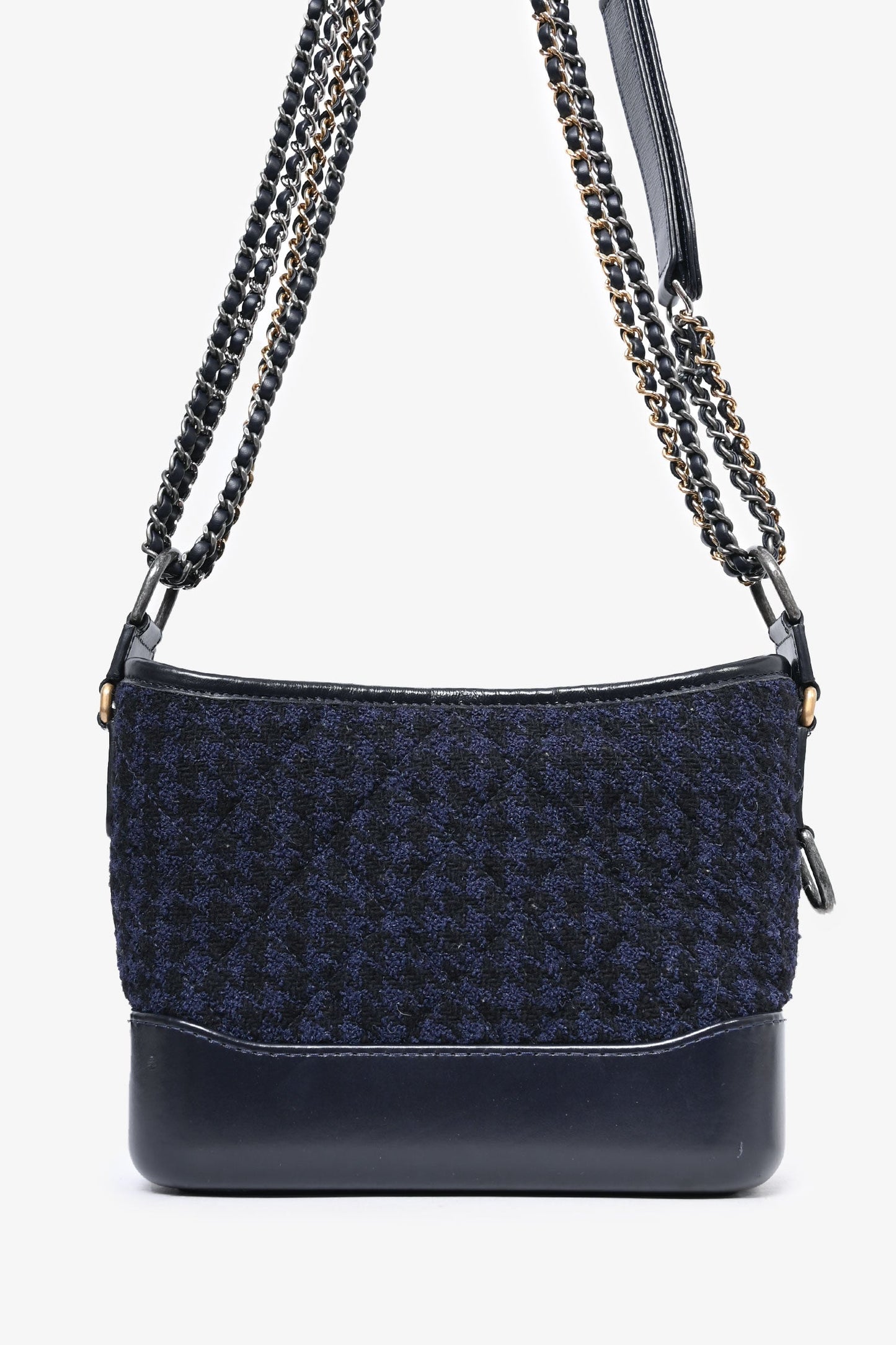Chanel™ 2017 Black Leather/Navy Tweed Small Gabrielle Shoulder Bag