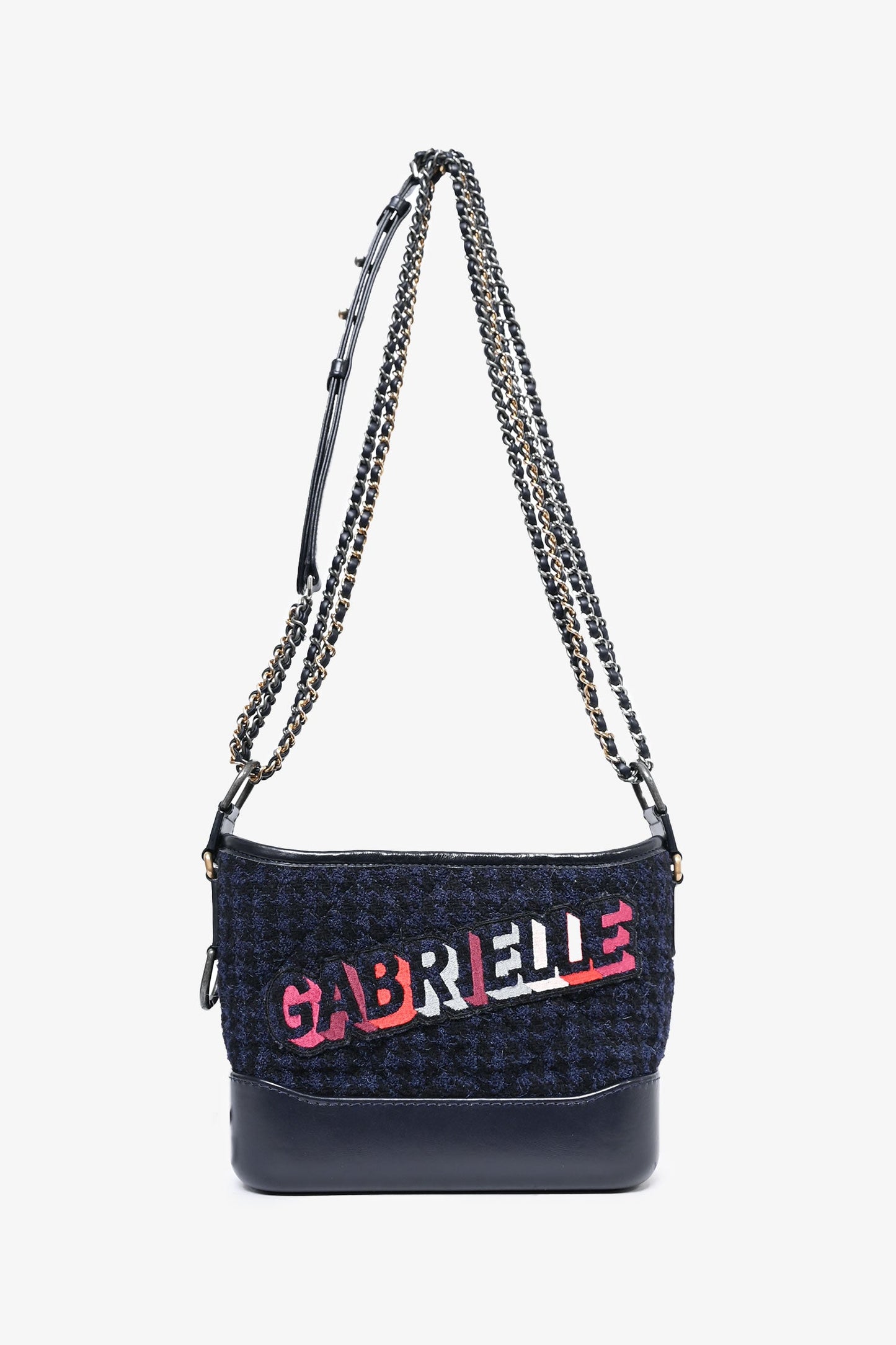 Chanel™ 2017 Black Leather/Navy Tweed Small Gabrielle Shoulder Bag