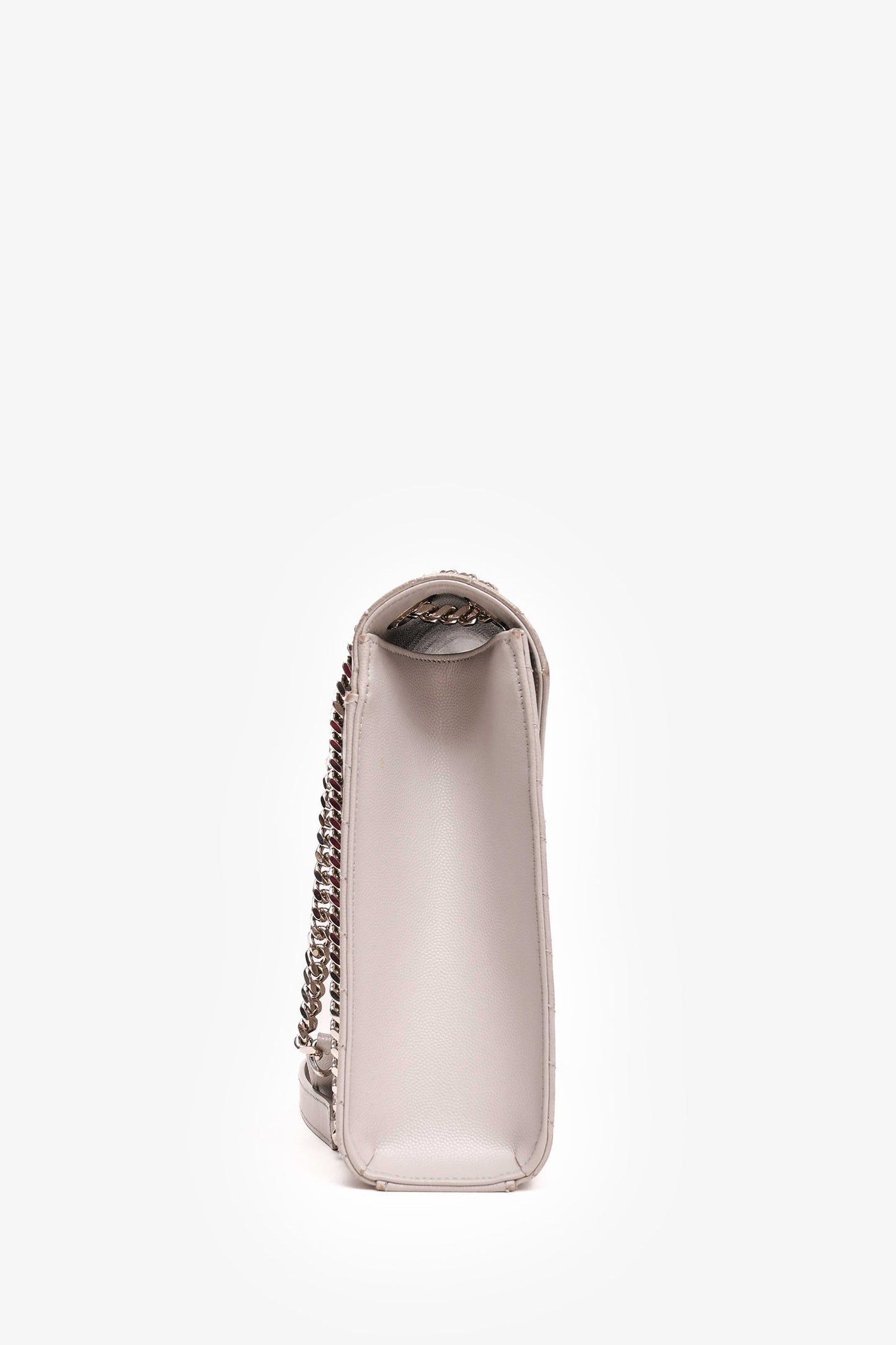 Saint Laurent Grey Chevron Leather Large Envelop Shoulder Bag