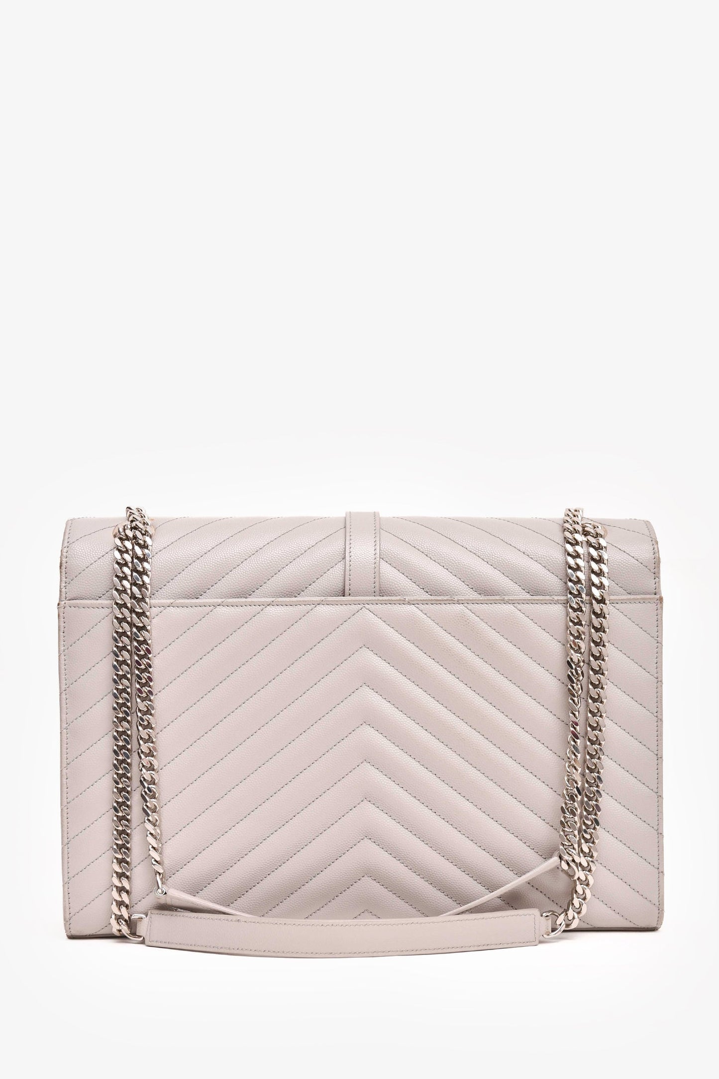 Saint Laurent Grey Chevron Leather Large Envelop Shoulder Bag