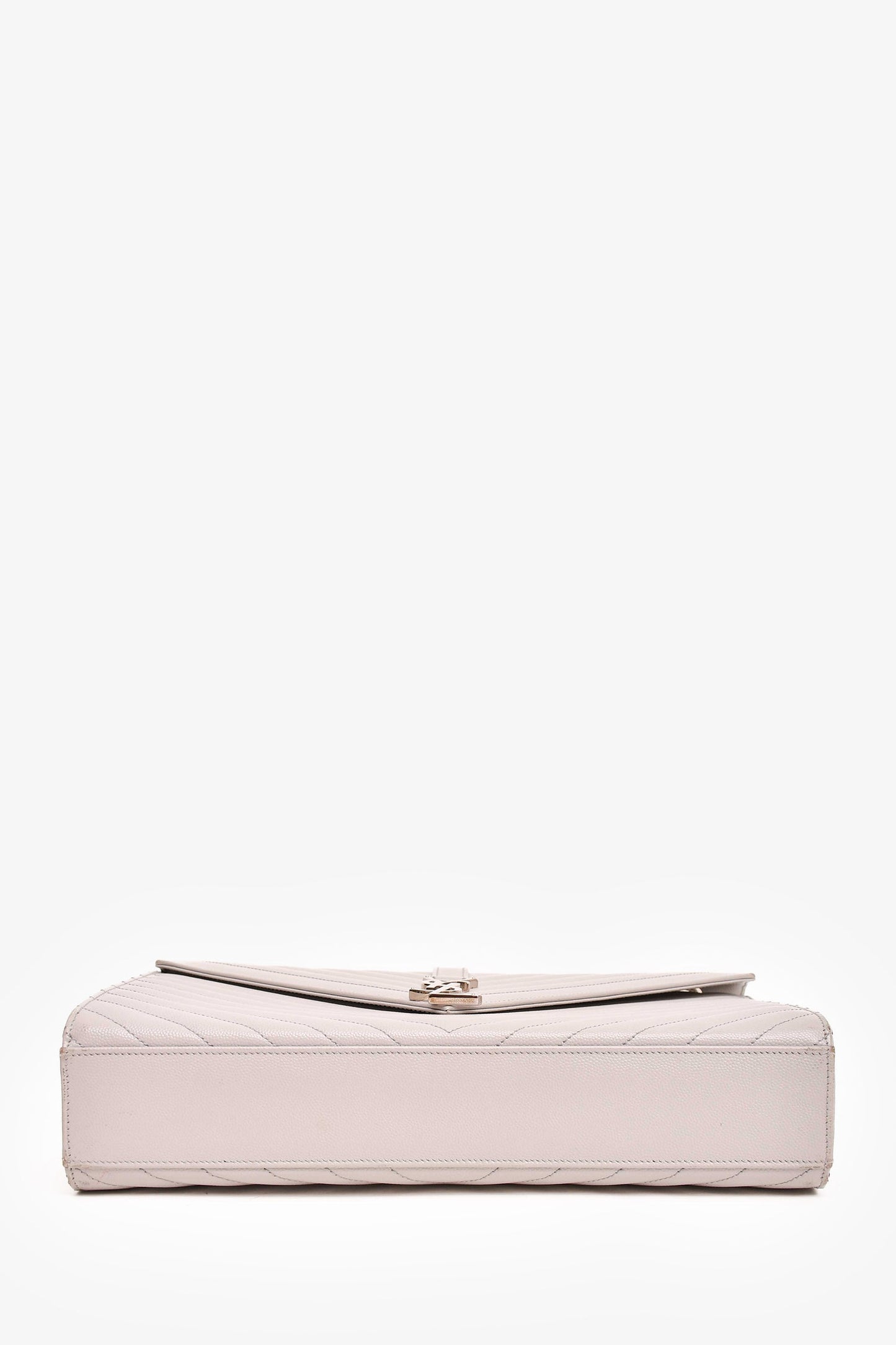 Saint Laurent Grey Chevron Leather Large Envelop Shoulder Bag
