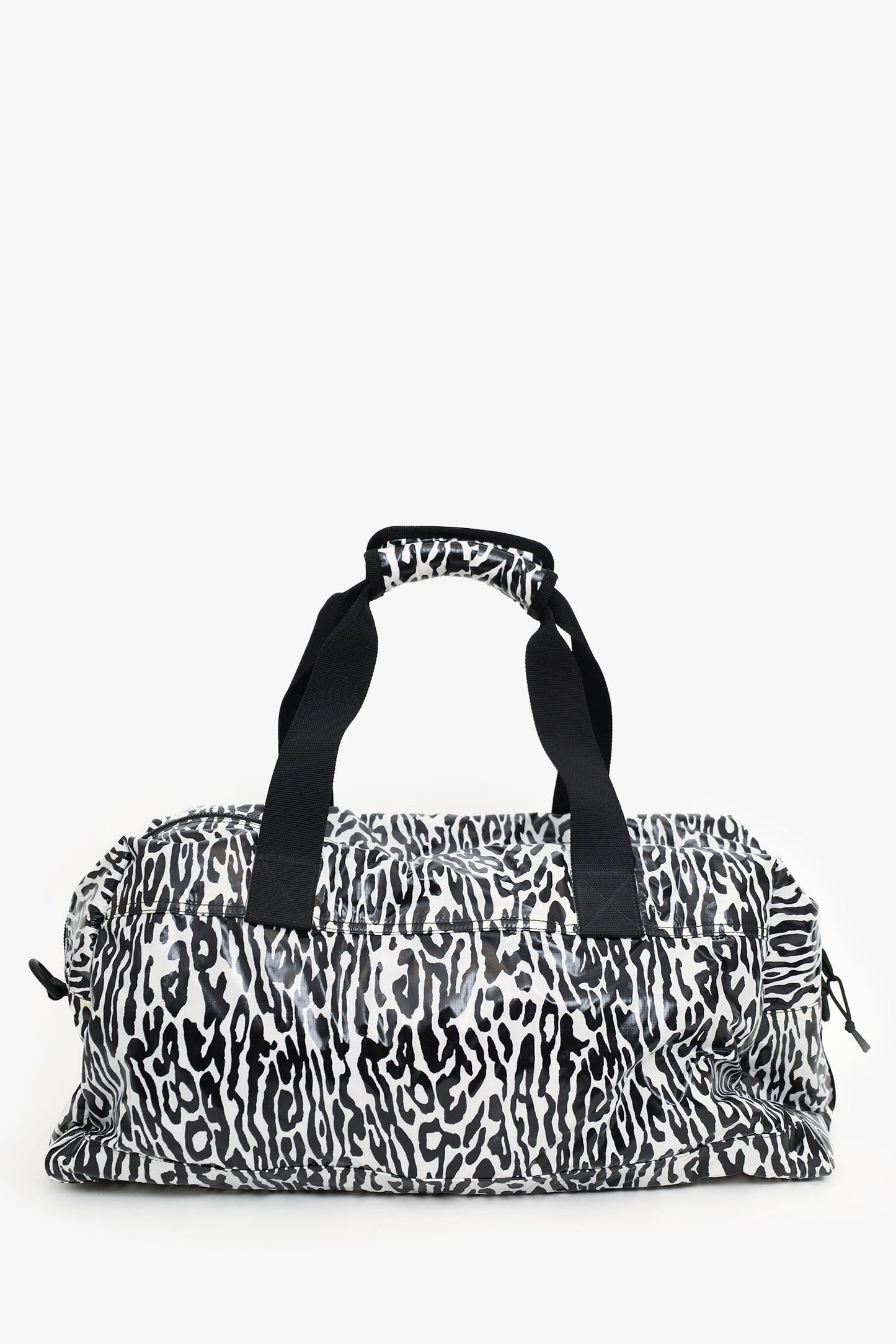 Saint Laurent Black/White Zebra Logo Printed Duffle Bag