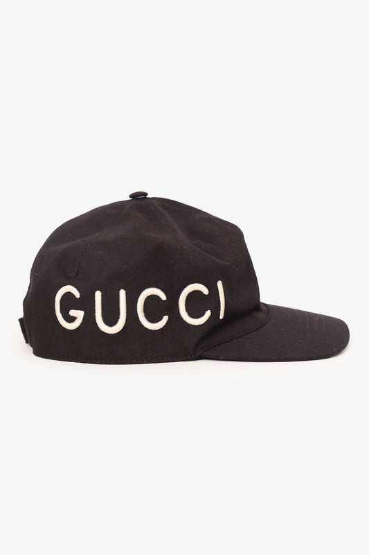 Gucci Black 'Love Gucci' Embroidery Baseball Hat Size S