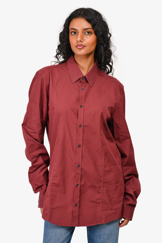 Gucci 2014 Burgundy Button Up Shirt Size 41 Men