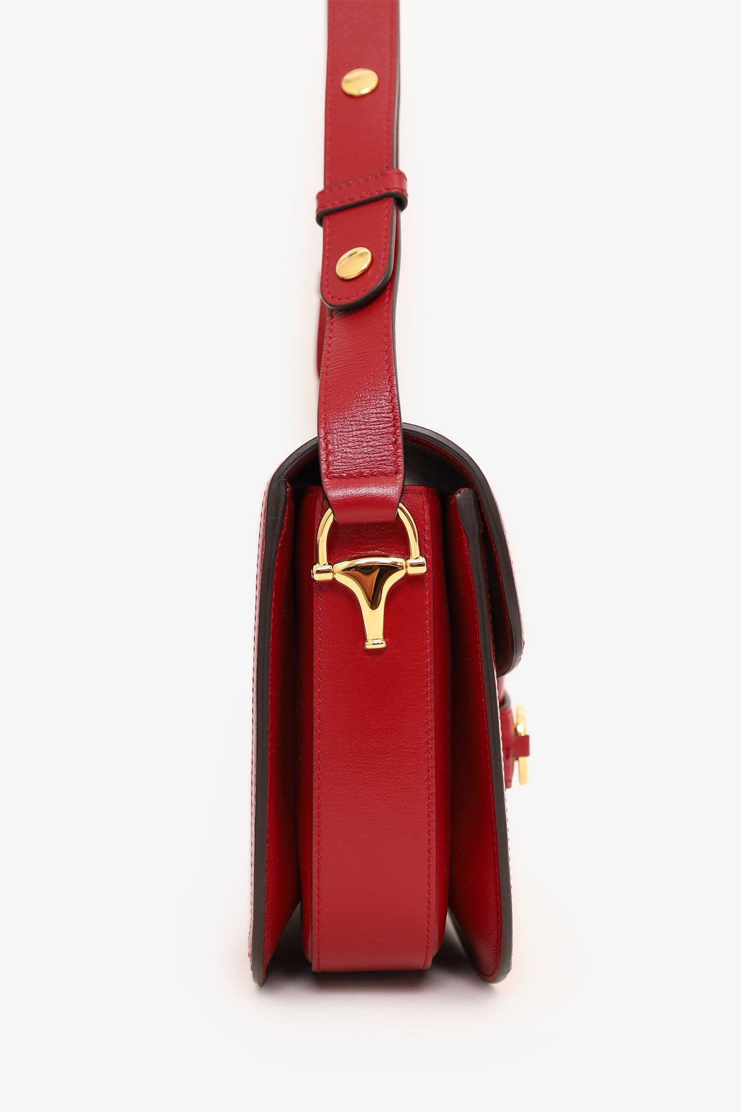 Gucci Beige/Red GG Monogram Horsebit 1955 Small Shoulder Bag