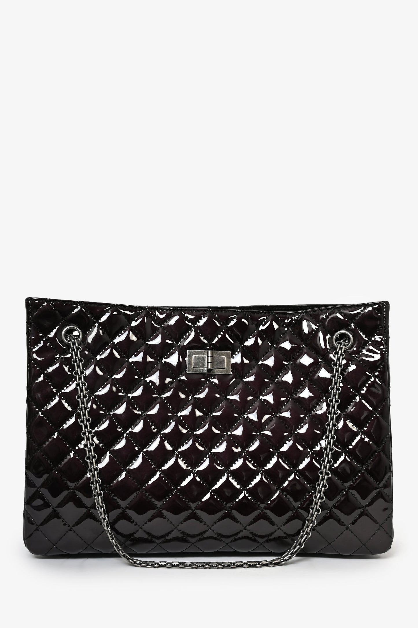 Chanel™  2011/12 Dark Purple Patent Quilted Leather 2.55 Reissue Tote Bag