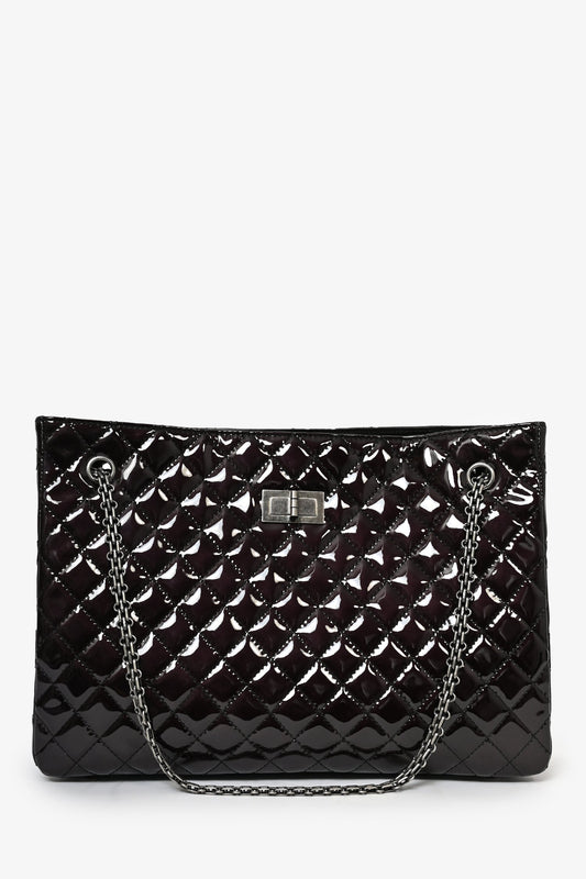 Chanel™  2011/12 Dark Purple Patent Quilted Leather 2.55 Reissue Tote Bag