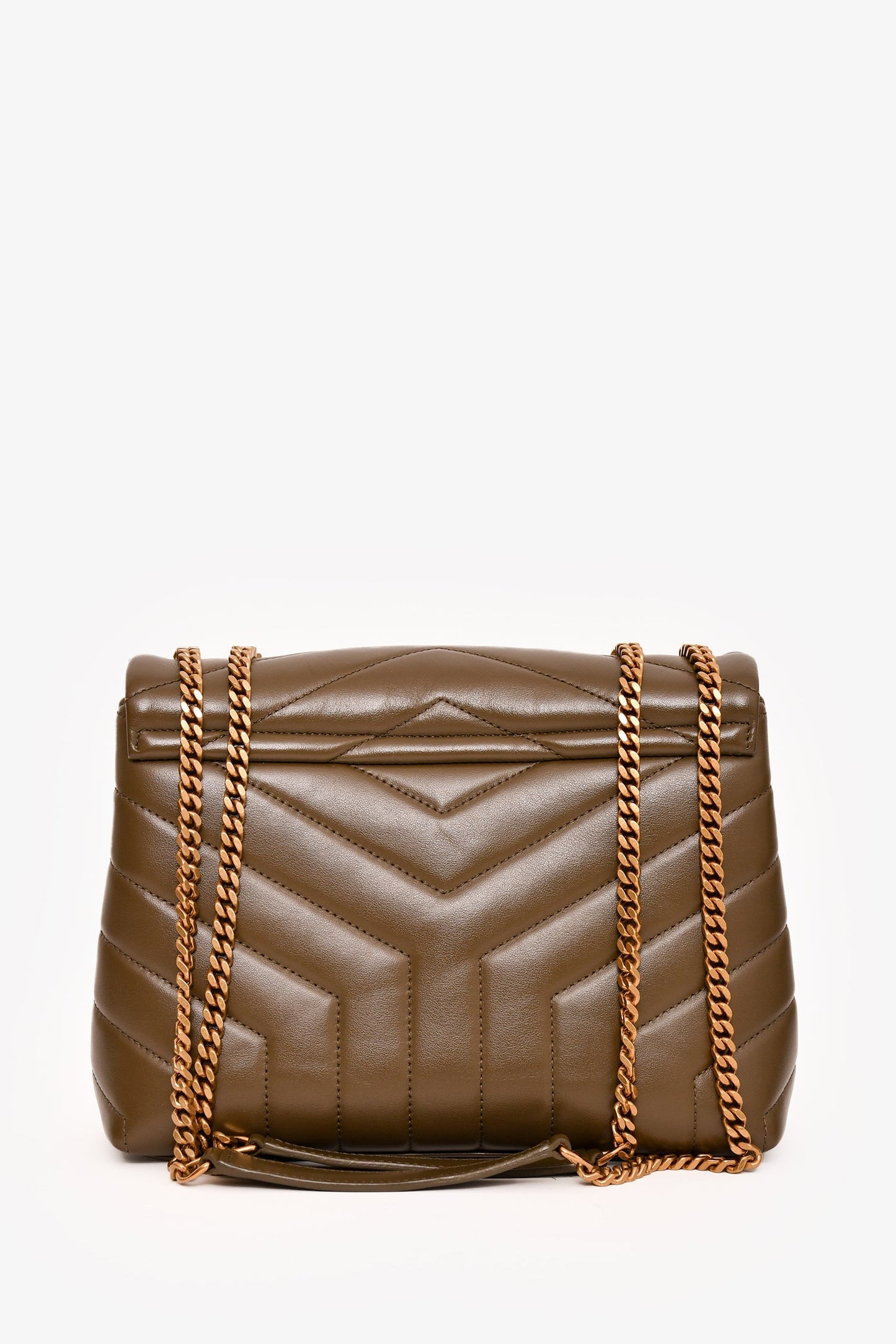 Saint Laurent 2020 Green Leather Chevron Quilted Small Lou Lou Crossbody