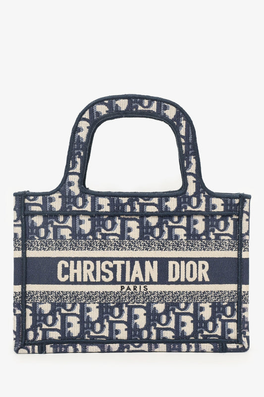 Christian Dior 2020 Navy Oblique Mini Book Tote