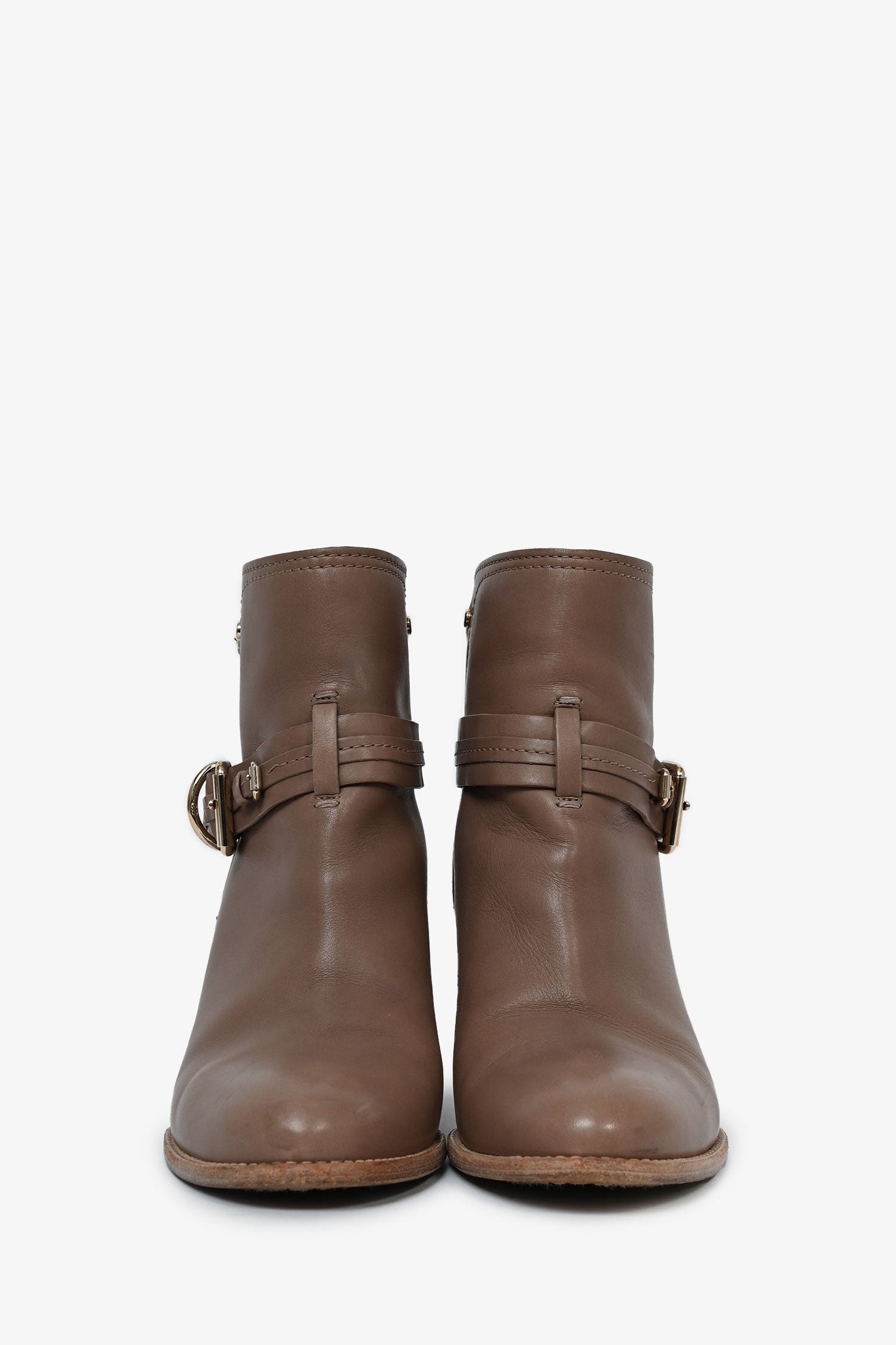 Christian Dior Vintage Taupe Leather Booties Size 40
