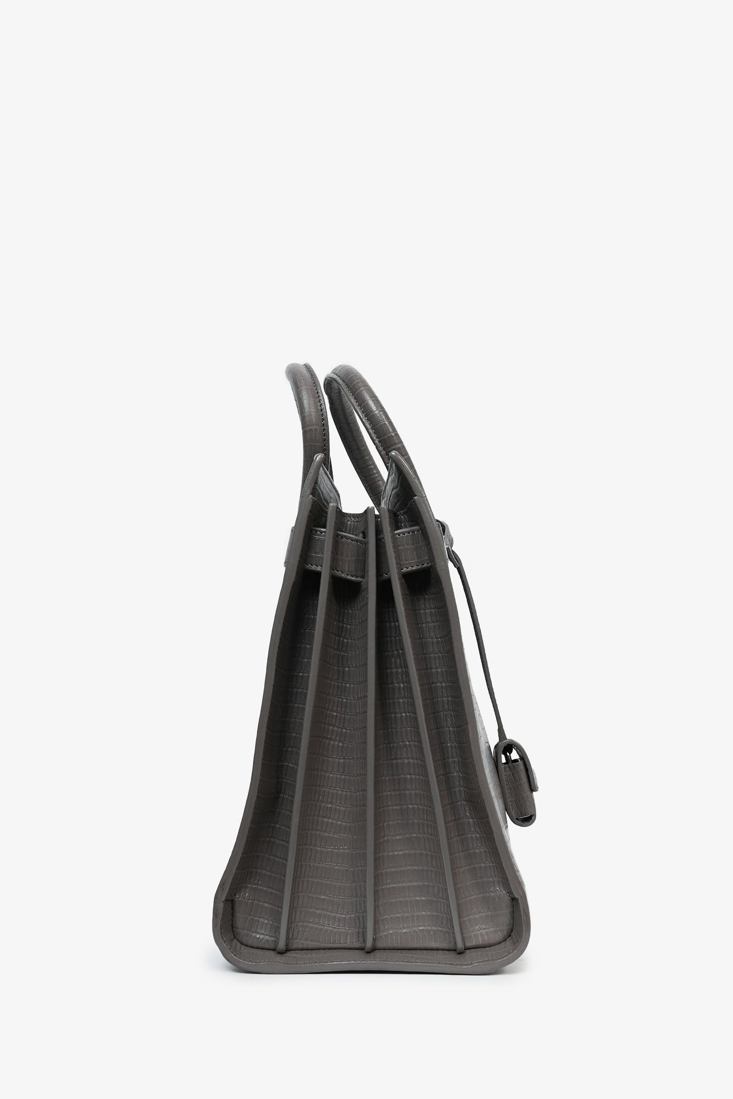 Saint Laurent Grey Croc Embossed Small Sac de Jour Top Handle with Strap