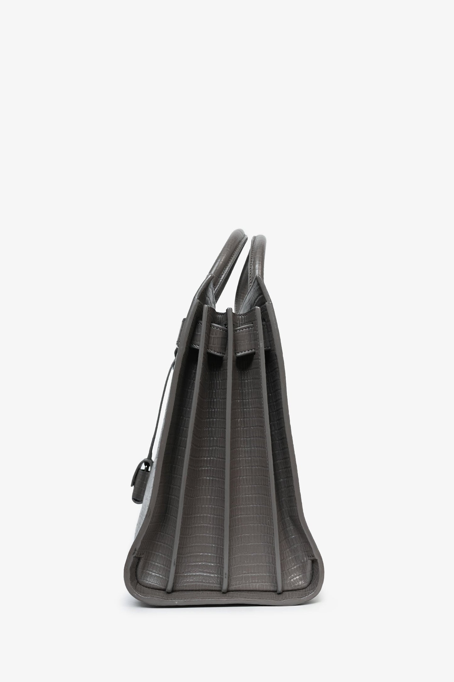 Saint Laurent Grey Croc Embossed Small Sac de Jour Top Handle with Strap