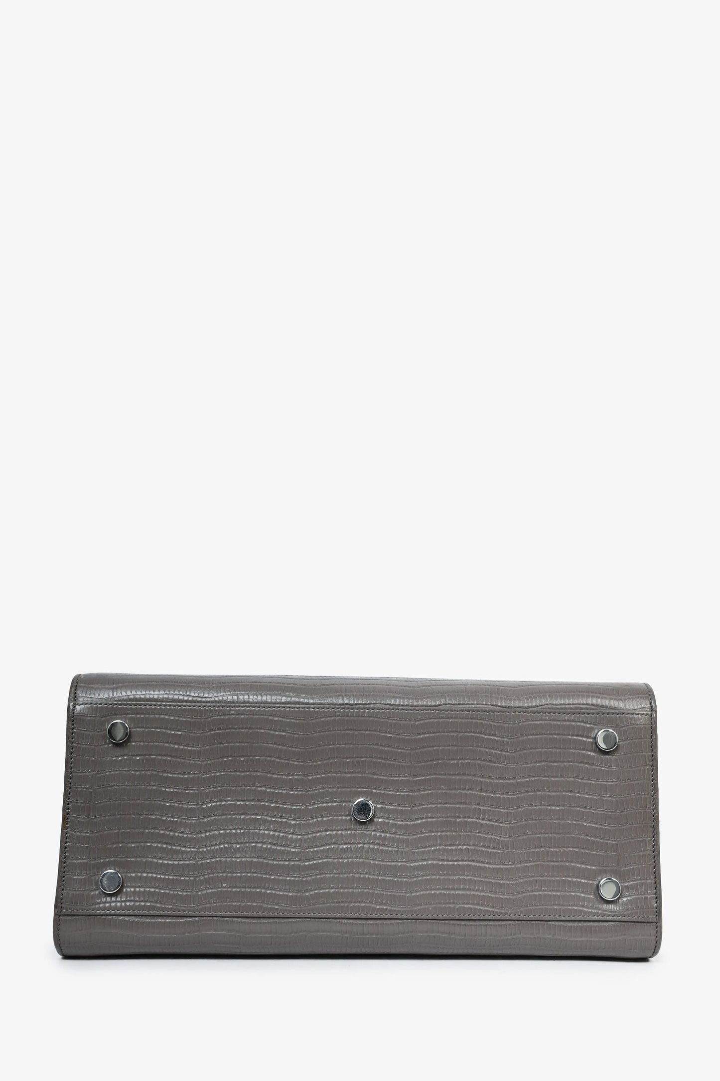 Saint Laurent Grey Croc Embossed Small Sac de Jour Top Handle with Strap