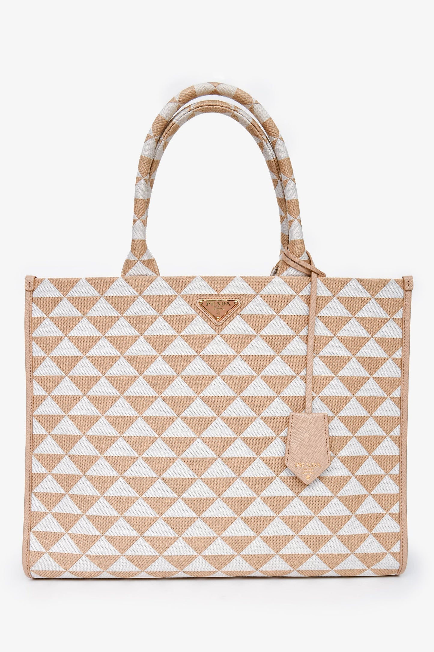 Prada Yellow/White Woven Large Symbole Tote