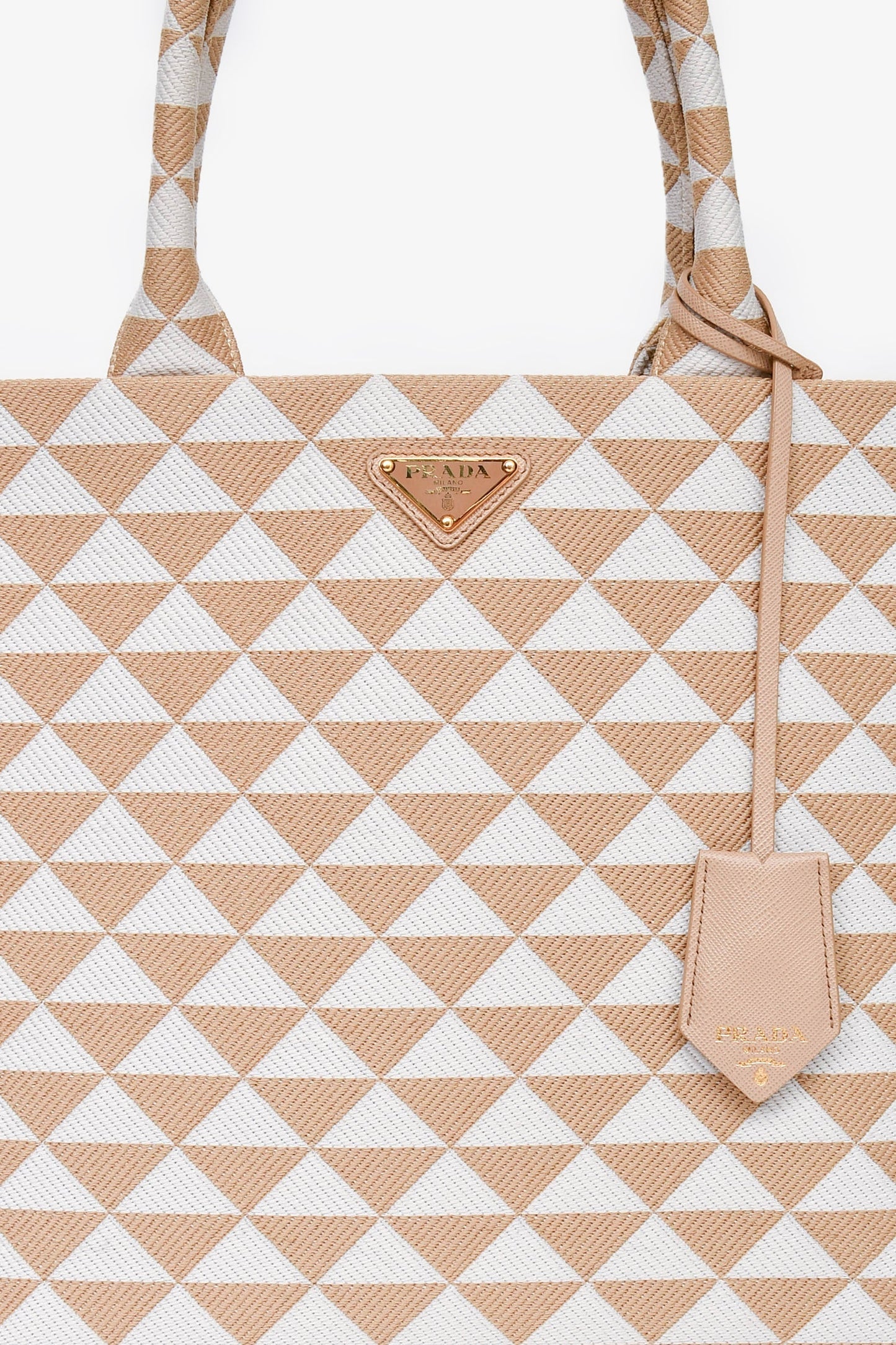 Prada Yellow/White Woven Large Symbole Tote