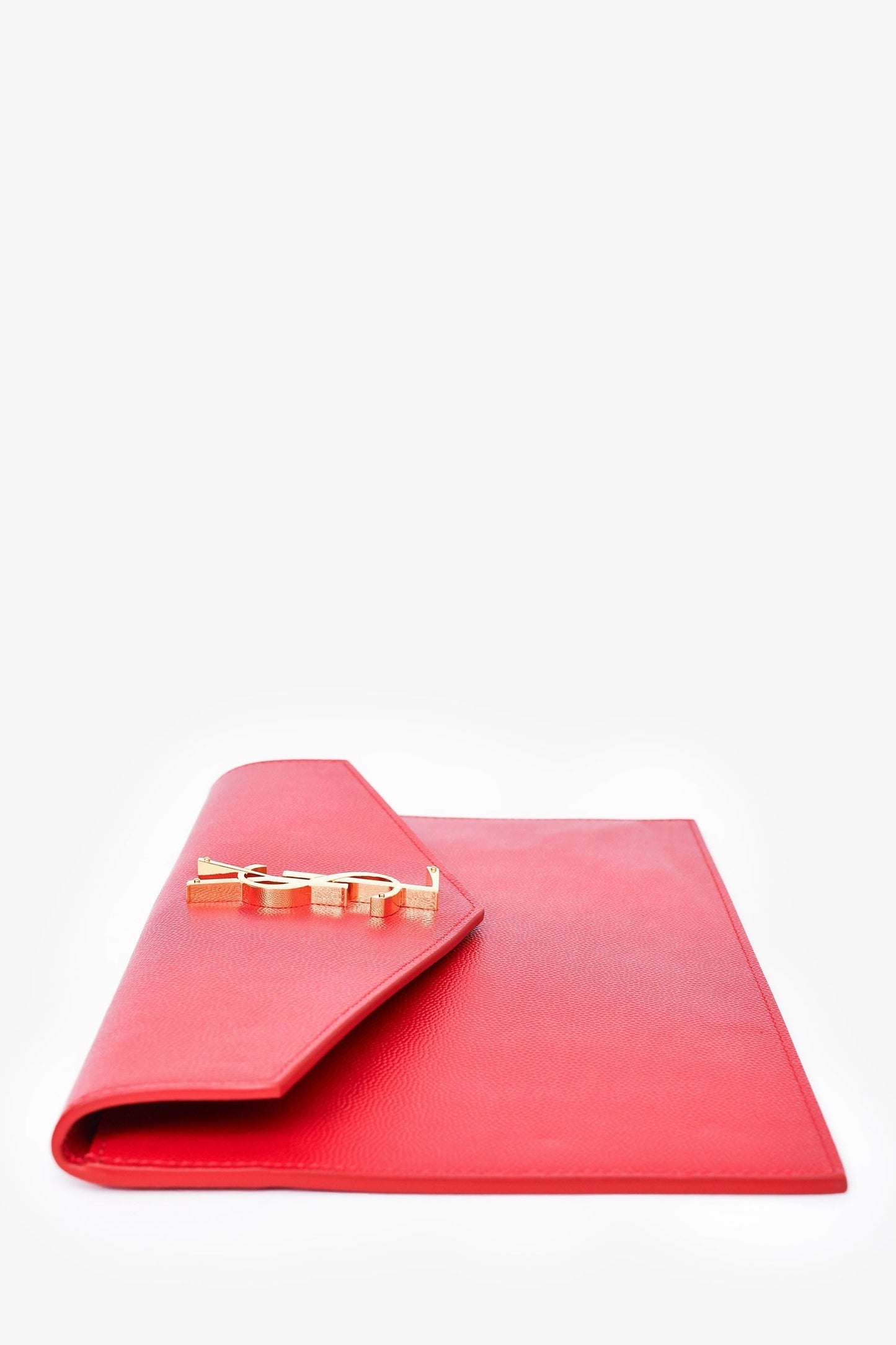 Saint Laurent Red Grain De Poudre Leather 'Uptown' Pouch