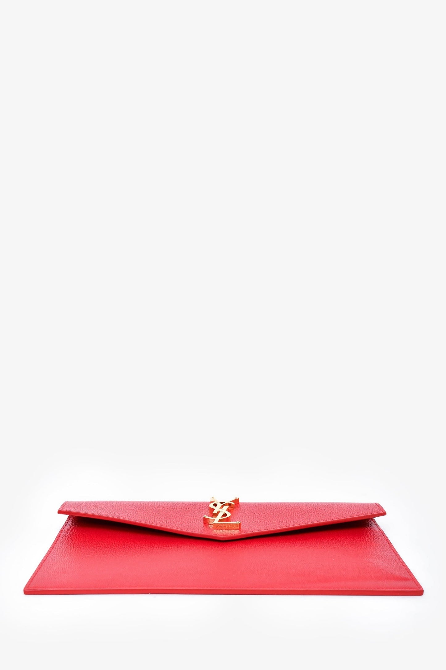 Saint Laurent Red Grain De Poudre Leather 'Uptown' Pouch