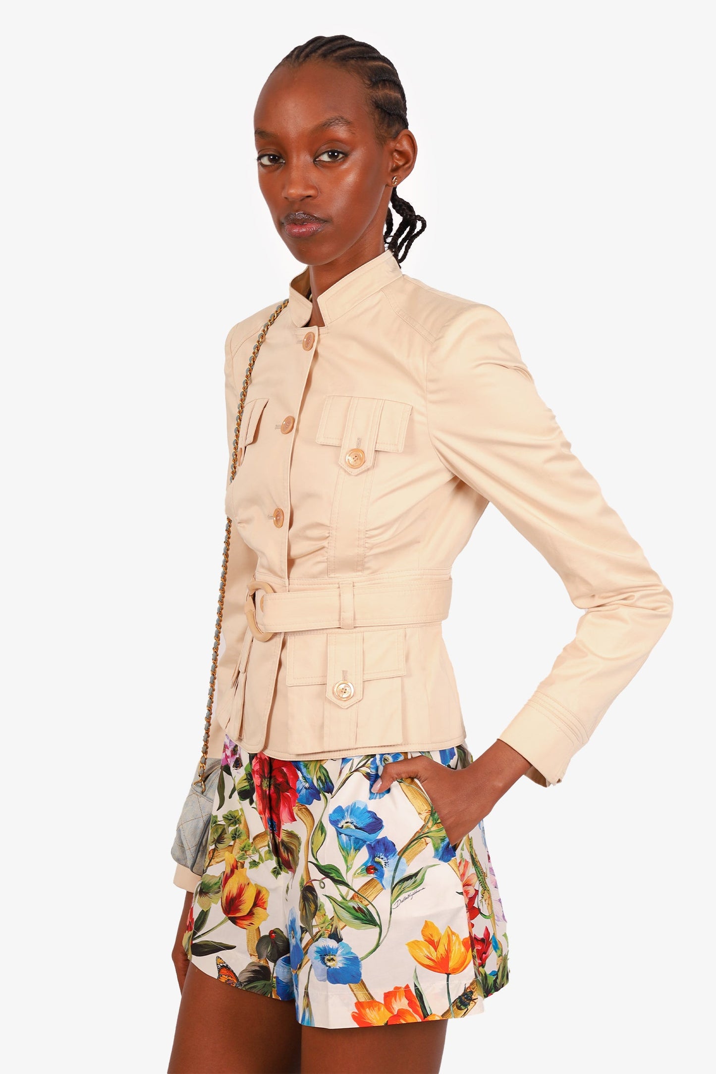Gucci Cream Belted Utility Jacket Size 38
