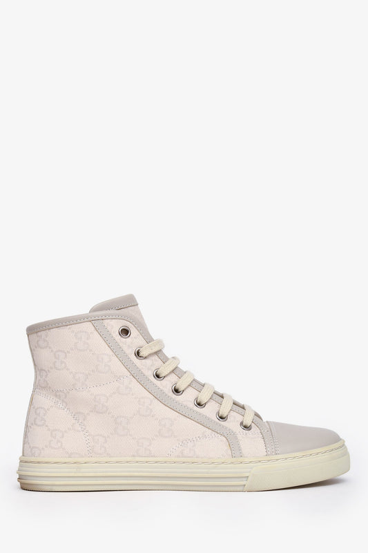 Gucci White GG Canvas High Top Sneakers Size 37