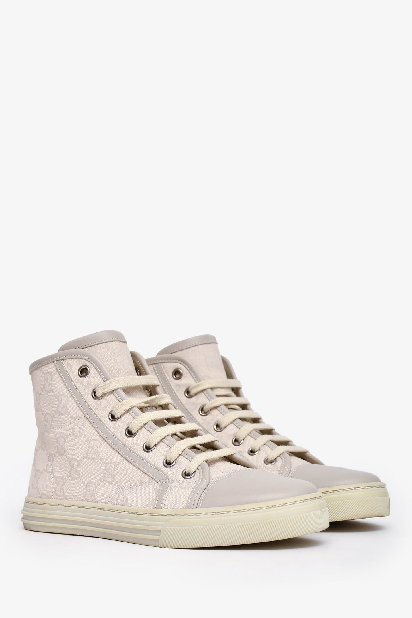 Gucci White GG Canvas High Top Sneakers Size 37