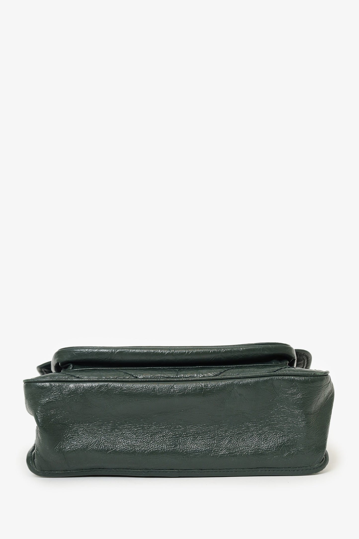Saint Laurent Dark Green Crinkle Leather Niki Shoulder Bag